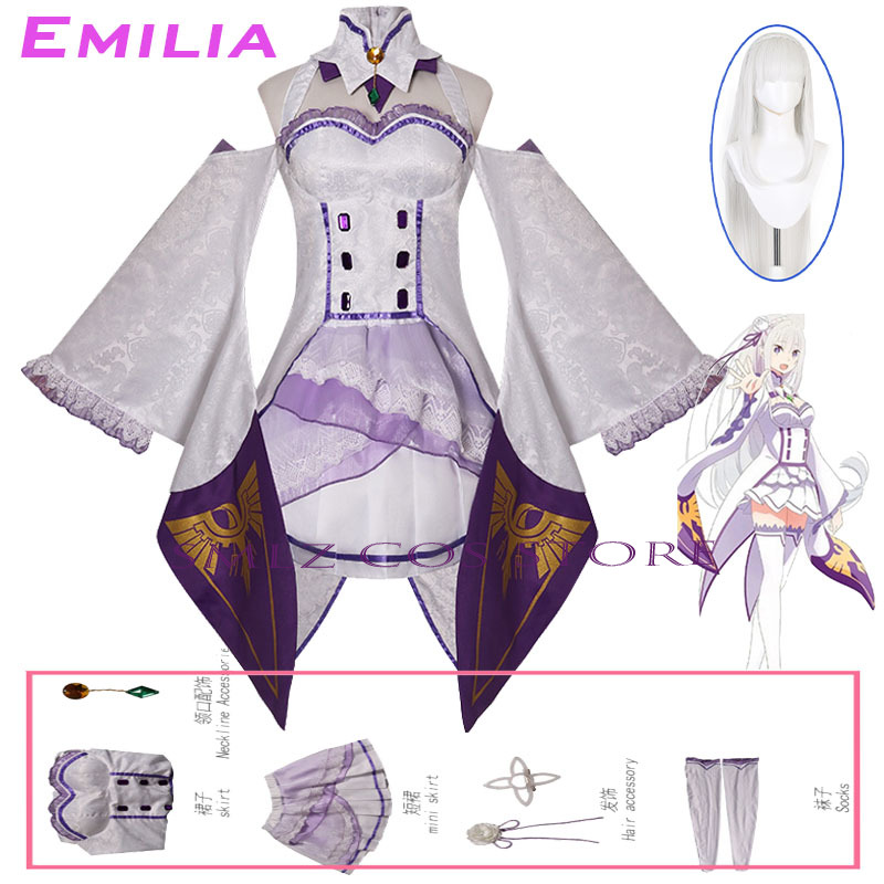 Emilia Cosplay Anime Re Zero K - đánh giá và giá Anime Cosplay Wig